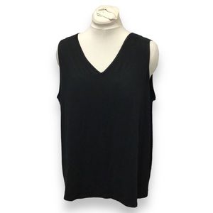 Anne Klein Women’s Sleeveless V Neck Open Wrap Back Blouse, Black, size 1X